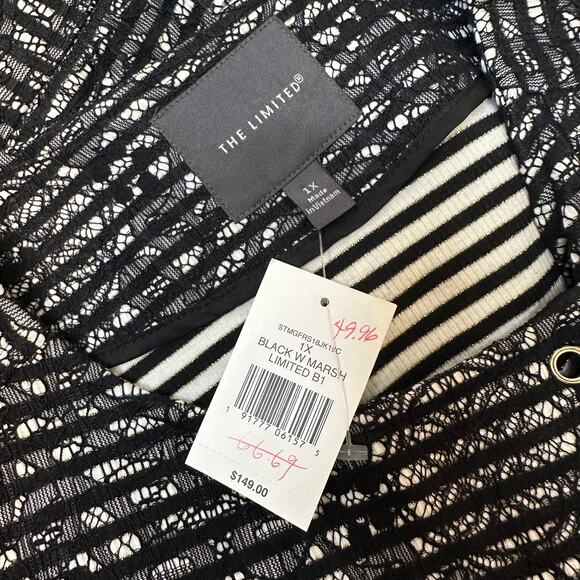 The Limited Black Lace Nylon & Cotton Long Sleeve Full Zip Casual Jacket 1x - Picture 6 of 7